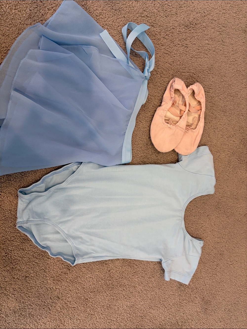 Light Blue Girls' Ballet Leotard with Chiffon Skirt and shoes